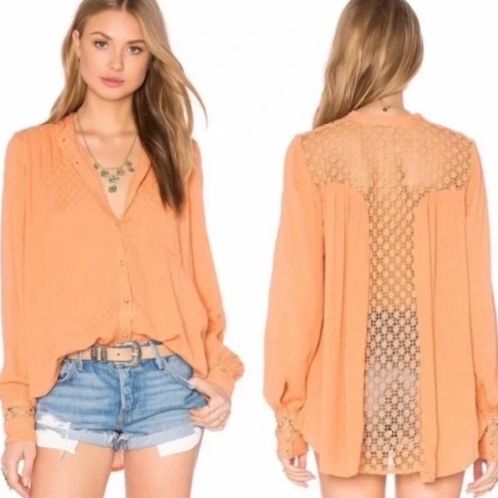 EUC | Free People | Back Crochet Blouse
